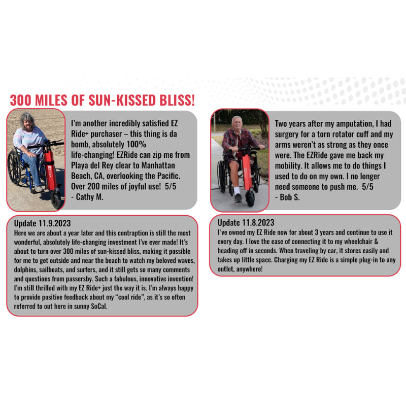EZRide+ by Shield Innovations Manual Wheelchair Power Assist Conversion Device in Red