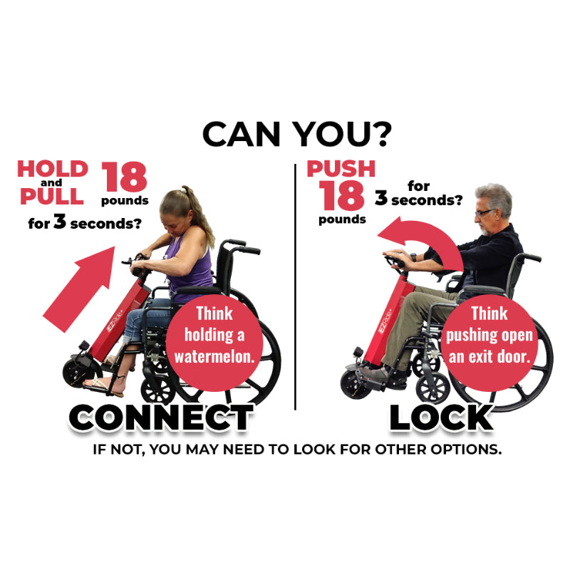 EZRide+ by Shield Innovations Manual Wheelchair Power Assist Conversion Device in Red