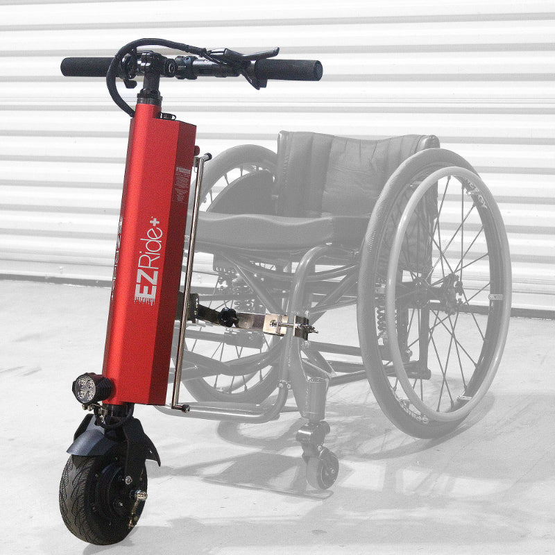 EZRide+ by Shield Innovations Manual Wheelchair Power Assist Conversion Device in Red